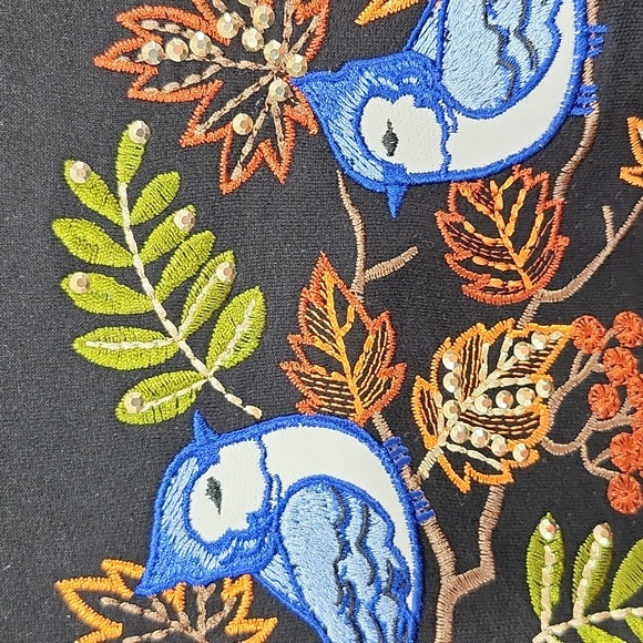 Alfred Dunner Ladies Size Medium Crew Neck Sweater Embroidery Blue Jay Birds - Picture 13 of 14